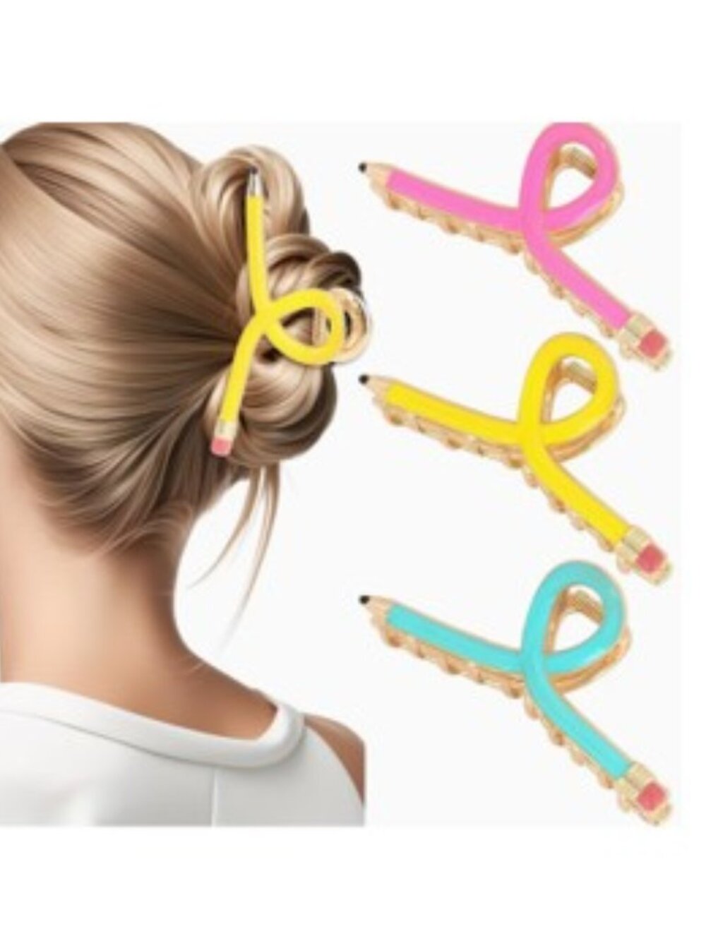 Pink Teacher Metal Pencil Hair Claw Clip (BRAND-NEW & SO CUTE!)
